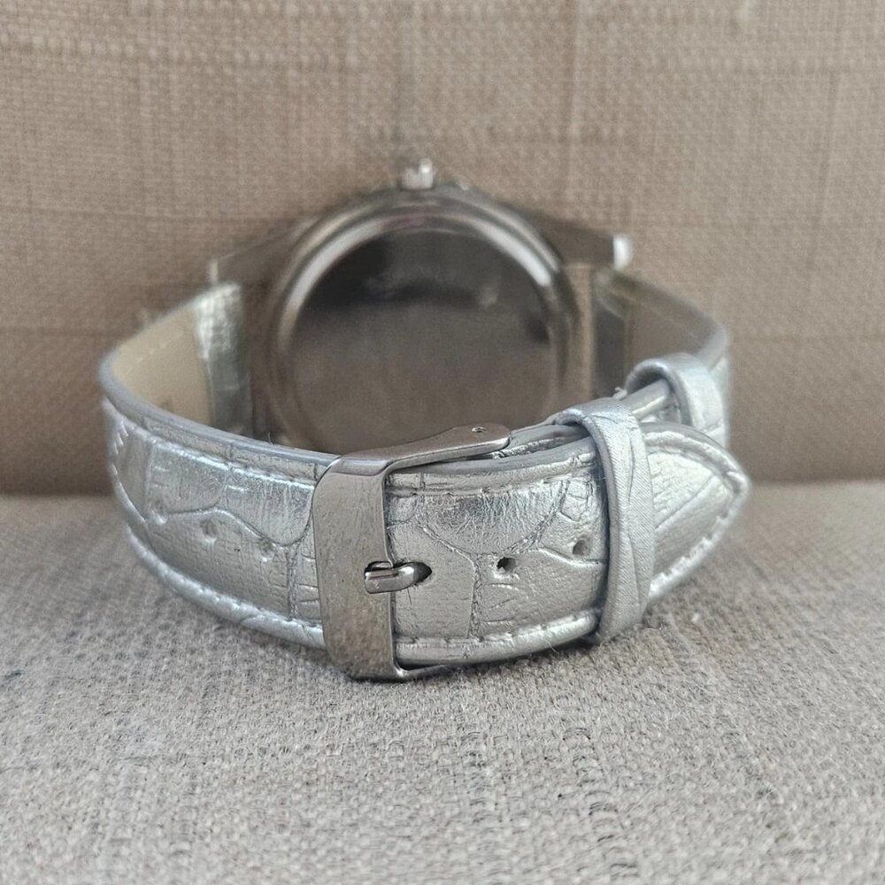 Croton Women Wristwatch Silver Leathe Strap Crystals Accent Bezel Wrist Watch - Picture 6 of 12